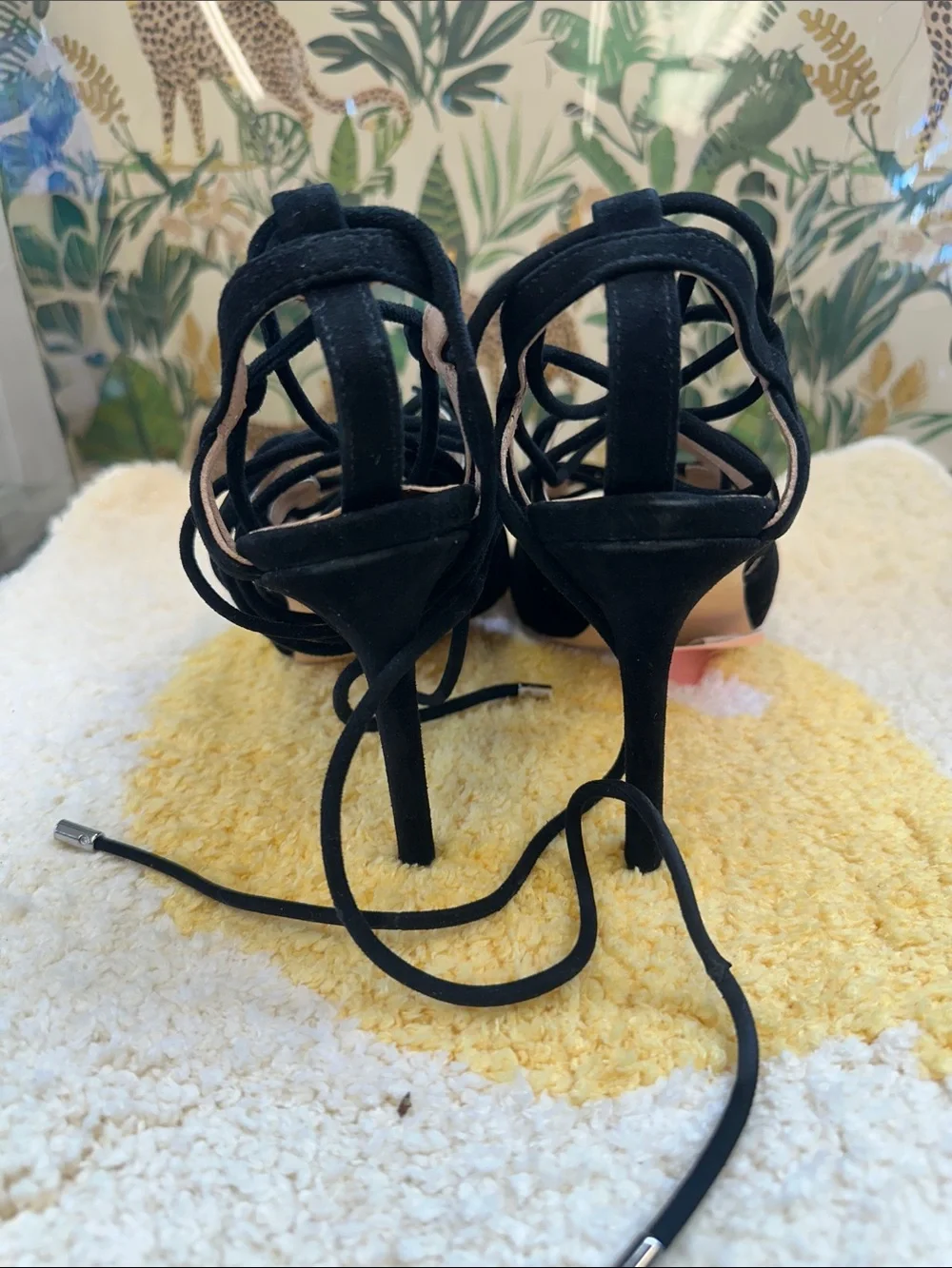 Banana Republic Black Lace-Up Strappy Heels